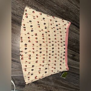 NWT Kimchi Blue Light Peach Floral Boho Pleaded Side Zip Cottagecore Mini Skirt